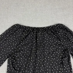 Garnet Hill Blouse Womens XS Black Off Shoulder 3/4 Sleeve Polka Dot Jersey Top thumbnail 12