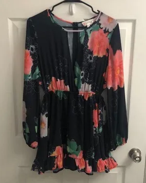 L'ATISTE Navy floral long sleeved romper thumbnail 5