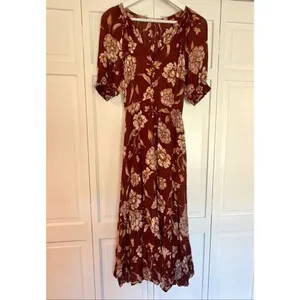 Steve Madden BB Dakota red floral neck midi dress size M thumbnail 3