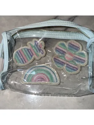 Stoney Clover Lane 8" Clear Sky Makeup Pouch Bag Pineapple Rainbow Flower Patch thumbnail 4