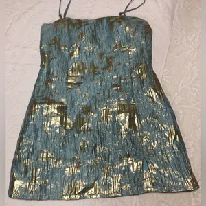 Lulu's Blue and Gold Mini Dress Size M thumbnail 4