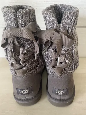 UGG Australia Isla Cable Knot Grey Bootie Sweater Boots Women’s Sz 6 thumbnail 5