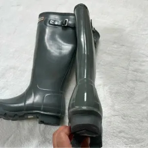 Hunter Original Gloss Tall Gray Rain Boots Size 5M 6F US. 37 thumbnail 6