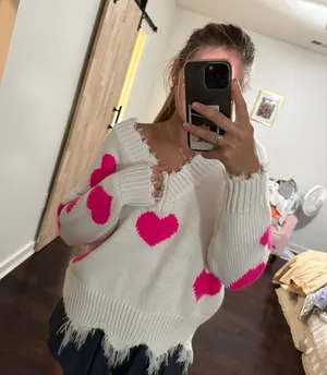 Pink And White Heart Sweater  thumbnail 1