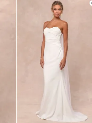LULU's Bridal Wedding Sexy Minimal Elegant Strapless Sophisticated Mermaid Gown thumbnail 2