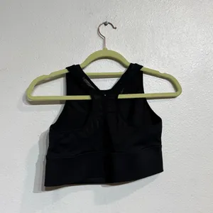 Athleta Black Mesh V Neck Longline Racerback Sports Bra Sz L thumbnail 7