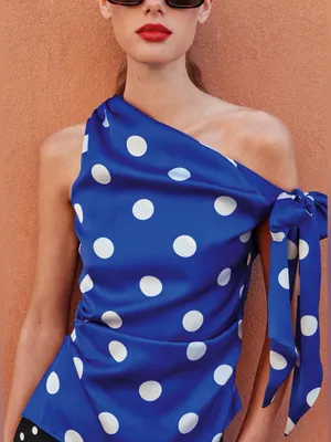 NWT ZARA POLKA DOT BOW TOP SIZE XS thumbnail 1
