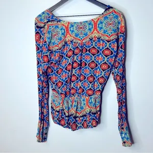 Free People Falling for You Blue‎ Boho Top Size M thumbnail 4