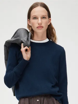 J. Crew Cashmere classic-fit crewneck sweater in Navy Blue Size XXS NWT thumbnail 5