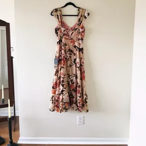 Composed Beauty Blush Pink Burnout Velvet Floral Midi Dress, NWT thumbnail 8