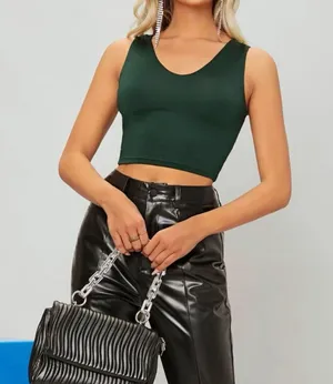 Cropped Fitted Tank Top Green thumbnail 2