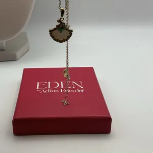 Eden by Adina Eden Mother of Pearl Fan Shell CZ Necklace 14K Gold Plated thumbnail 5