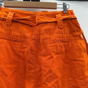 Eudon Choi Belted Wide Leg‎ Pants Bright Orange Linen Blend High Rise Women’s 2 thumbnail 12