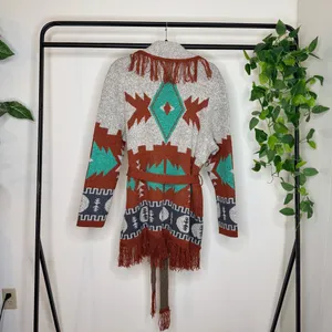 Wrangler Boho Western Aztec Print Fringe Belted Cardigan size XL thumbnail 5