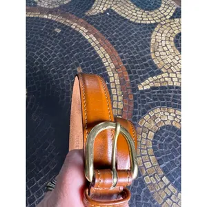 Women's Bill Blass Brown Leather Belt with Gold Buckle thumbnail 5