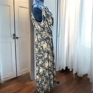 Rebecca B. Floral Maxi Dress‎ Women's Size 10 Black Tan Boho Sleeveless Wrap thumbnail 6