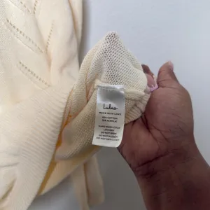 NEW Lulus Women Cotton Sweater XL Cream Pointelle Chevron Knit Oversized Light thumbnail 5