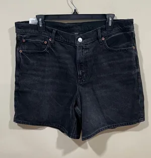 American Eagle black denim shorts classic five-pocket relaxed fit plus size 14 thumbnail 1