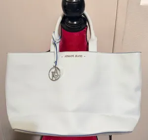Armani Jeans White Leather Tote Bag thumbnail 1