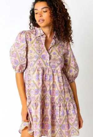 Multicolored collared dress Purple Size M thumbnail 1