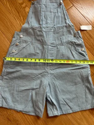 AMI vintage railroad overall Light Blue and White Pinstripe Short Overalls thumbnail 6