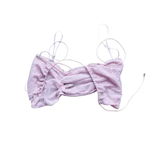 For Love & Lemons Diamond Rhinestone Crop Top Small Pink Y2K Club Glam Bratz thumbnail 5