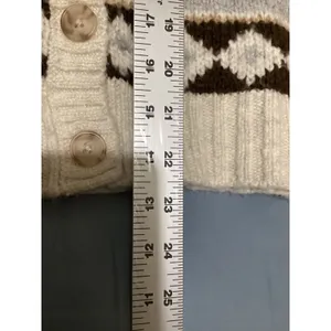 American Eagle Fair Isle Oversized Cardigan Sweater Brown Cream Grey Womens M thumbnail 7