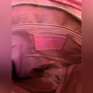 Coach Signature Logo All Over Pattern Crossbody Leather Beige Pink thumbnail 3