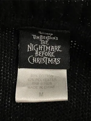 Disney Nightmare Before Christmas Jack Sally Sweater Unisex Medium Black Knit thumbnail 2