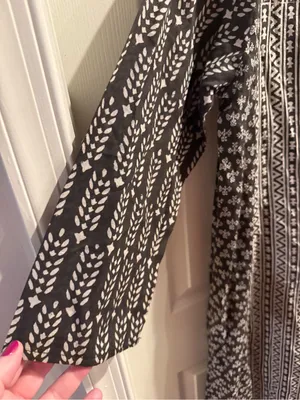 World Market Black and Beige Boho Print Kaftan Midi Dress thumbnail 5