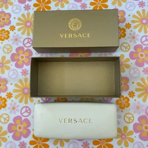 Versace Hard Eyeglass Case, Off-White + Gold Branded Box thumbnail 1