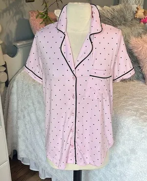 Pink Polka Dot Pajama Top Size M thumbnail 1