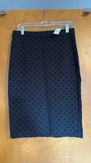 Ann Taylor Pencil Skirt Black Dot Stretch 6 thumbnail 1