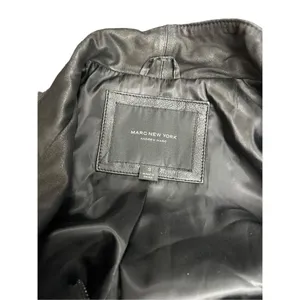 Women's S Andrew Marc New York Womens Black Leather Off Center Zip Jacket Coat p thumbnail 7