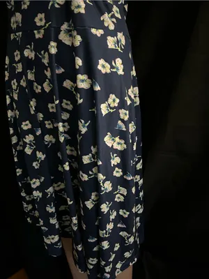 MS Basic Women's Navy & White Floral Wrap Dress LG thumbnail 4