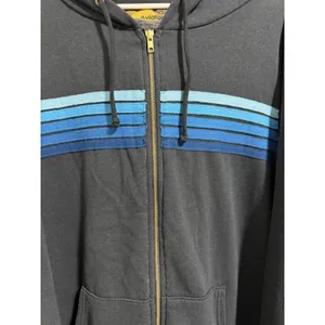 Aviator Nation 5‎ Stripe Zip Up Hoodie Charcoal/Blue Size 2XL thumbnail 8
