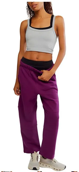 NWT Free People FP Movement Top score Barrel‎ pant Mulberry thumbnail 1