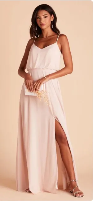 Birdy Grey Gwennie Chiffon Maxi Bridesmaid Dress in Pale Blush Pink Sz S NEW‎ thumbnail 1