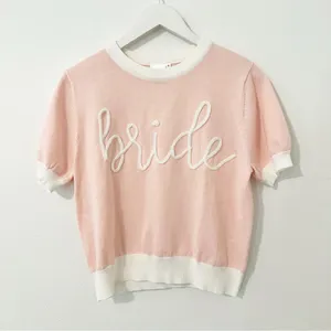 Queen of Sparkles Bride Script Pink Sweater Size Small S thumbnail 1