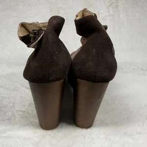 Free People Brown Leather Wooden Platform Clog Booties‎ Made in Spain 40 1012 thumbnail 8