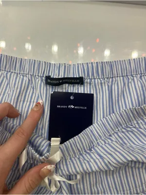 Brandy Melville Blue And White Striped Pajama Shorts W (Ready To Ship) thumbnail 4