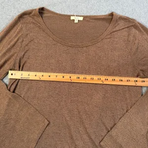 Kori America Women's Medium Brown Bell Sleeve Lace Layered Hem Knit Top Blouse thumbnail 7