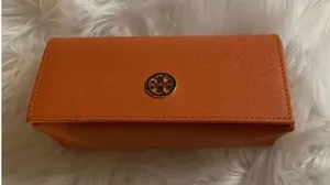 Tory Burch orange sunglasses case thumbnail 1