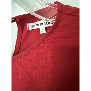Reformation‎ Sommer Belted Linen Mini Dress M Red Shift Sleeveless thumbnail 4