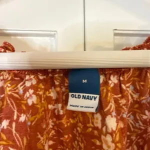 Old Navy orange floral puff sleeve smocked top size M thumbnail 5
