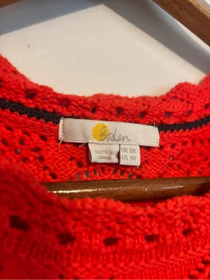 Boden Bright Red Women's Knit Crochet Claudia Mini Textured Summer Shift Dress thumbnail 8