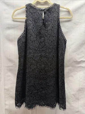 Cabi Display Black Floral Lace Sleeveless Tank Top Style 3605 Medium thumbnail 6