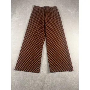 Anthropologie Maeve Colette Pants Rust Black Checkerboard Cropped Wide Leg 27 thumbnail 2