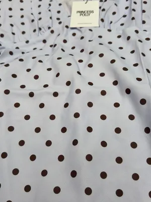 Princess Polly White Mini Dress with Brown Polka Dots thumbnail 2