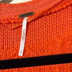 Free People Womens Snow Drop Cardigan in orange knit Small thumbnail 7